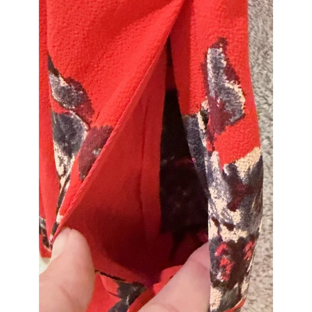 Free People Cloud Combo Floral Flutter By Dress Women Sz 0 Pleated OB420184 Red